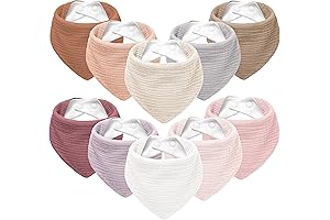 10 Pack Soft Muslin Baby Bandana Drool Bibs for Unisex Baby
