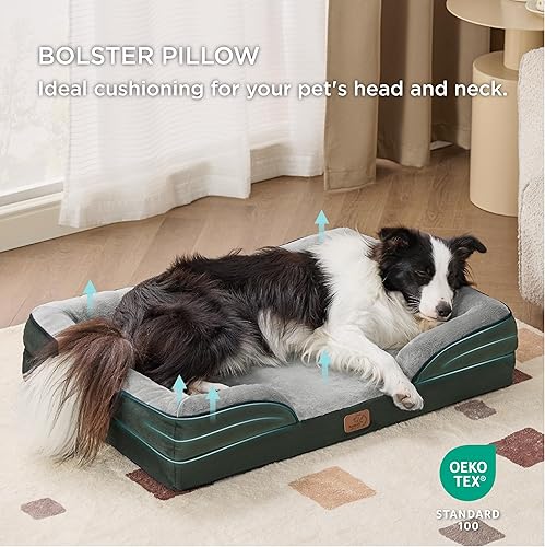 Vista 255 de Bedsure - Cama ortopédica mediana para perros, sofá cama impermeable para perros medianos, espuma de soporte con funda extraíble y lavable, forro