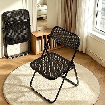JPBSTO Folding Chairs, 300lb Capacity Steel Frame, Foldable for Indoor Outdoor Party,4-Pack,All Black