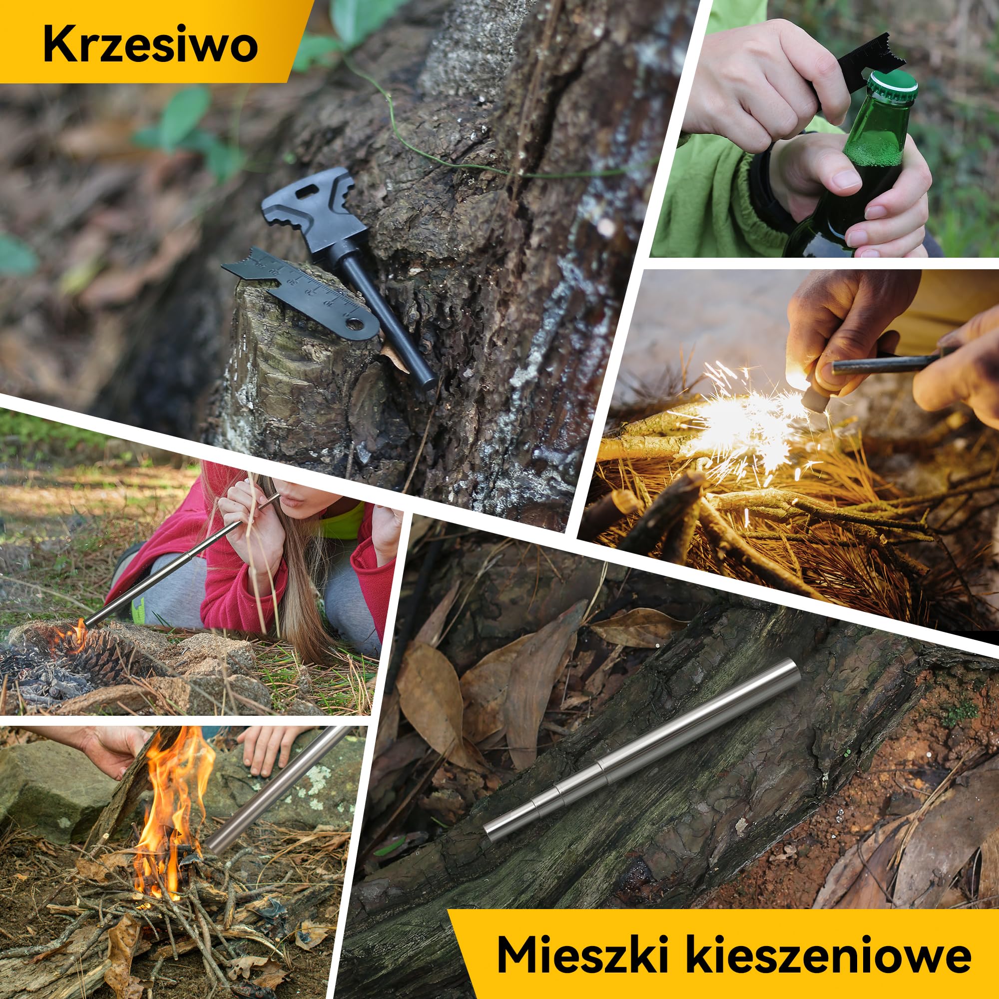 Wielofunkcyjny zestaw survivalowy 13 w 1 i akcesoria kempingowe, krzemień, karta wielofunkcyjna, koc awaryjny, latarka na kemping, wędkowanie, polowanie (nóż 13 w 1)