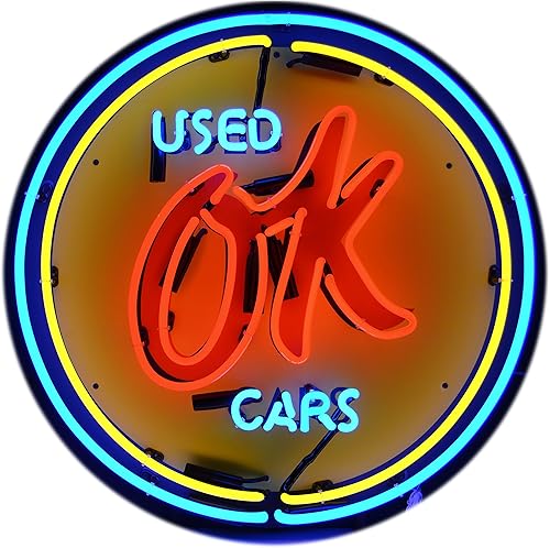 Neonetics 5CHVOK - Letrero de neón para automóviles y motocicletas Chevy Vintage Ok usados, 4 x 25 x 25 pulgadas