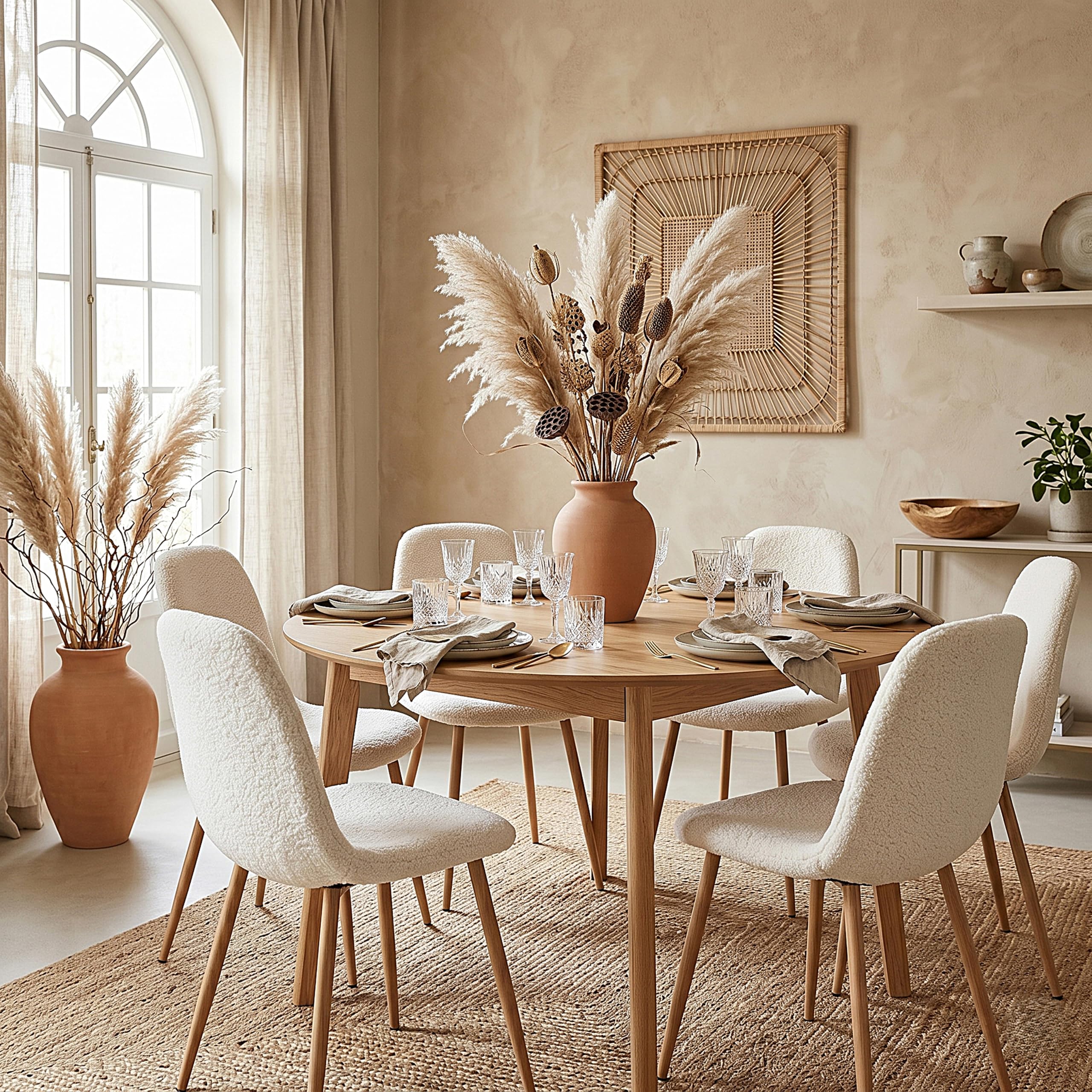 HOME DECO FACTORY Lot de 4 Chaises Bouclette Freya Salle à Manger Blanc