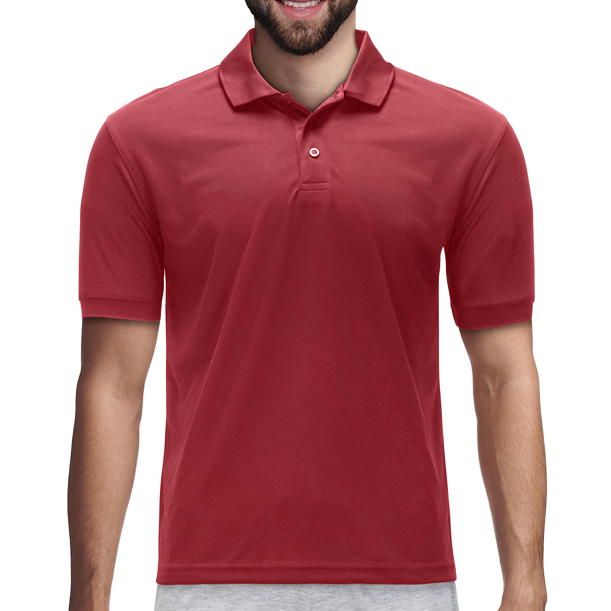 Premium Wear Men's Polo T-Shirt, High Moisture Wicking Dry Fit Performance Short-Sleeve Polo T-Shirt w Collar for Golf Tennis