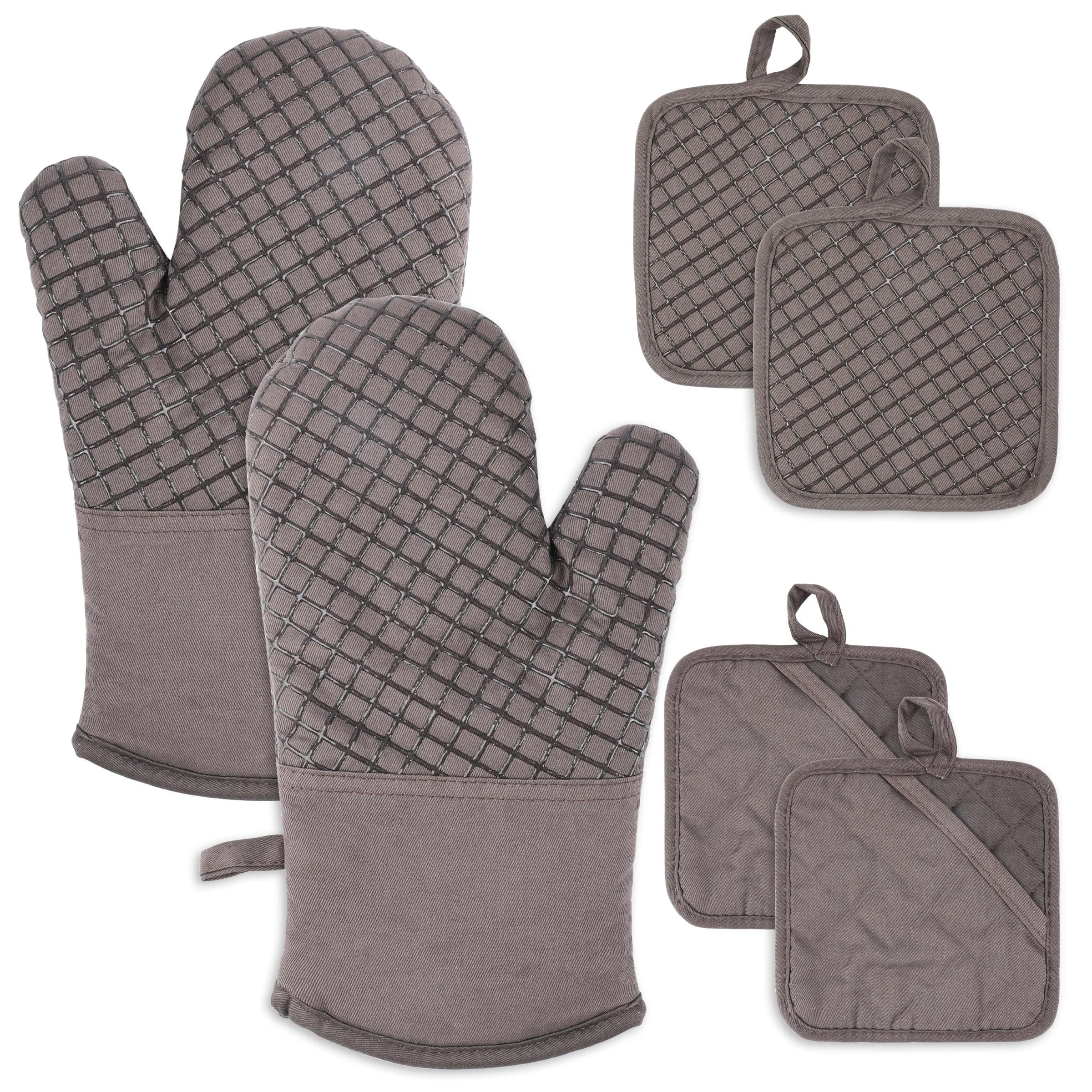 4Pcs Oven Mitts and Pot Holders Set, Heat Resistant Cotton Oven Gloves