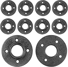 10 Stück 1 Zoll BSP Bodenflansch, Schwarz Gewindeflansch, Temperguss Fitting Rohrflansch 1 Zoll Rohrhalterung Flansch für Rohre Wasserhahn Industrial Garderobe Kleiderschrank Möbel