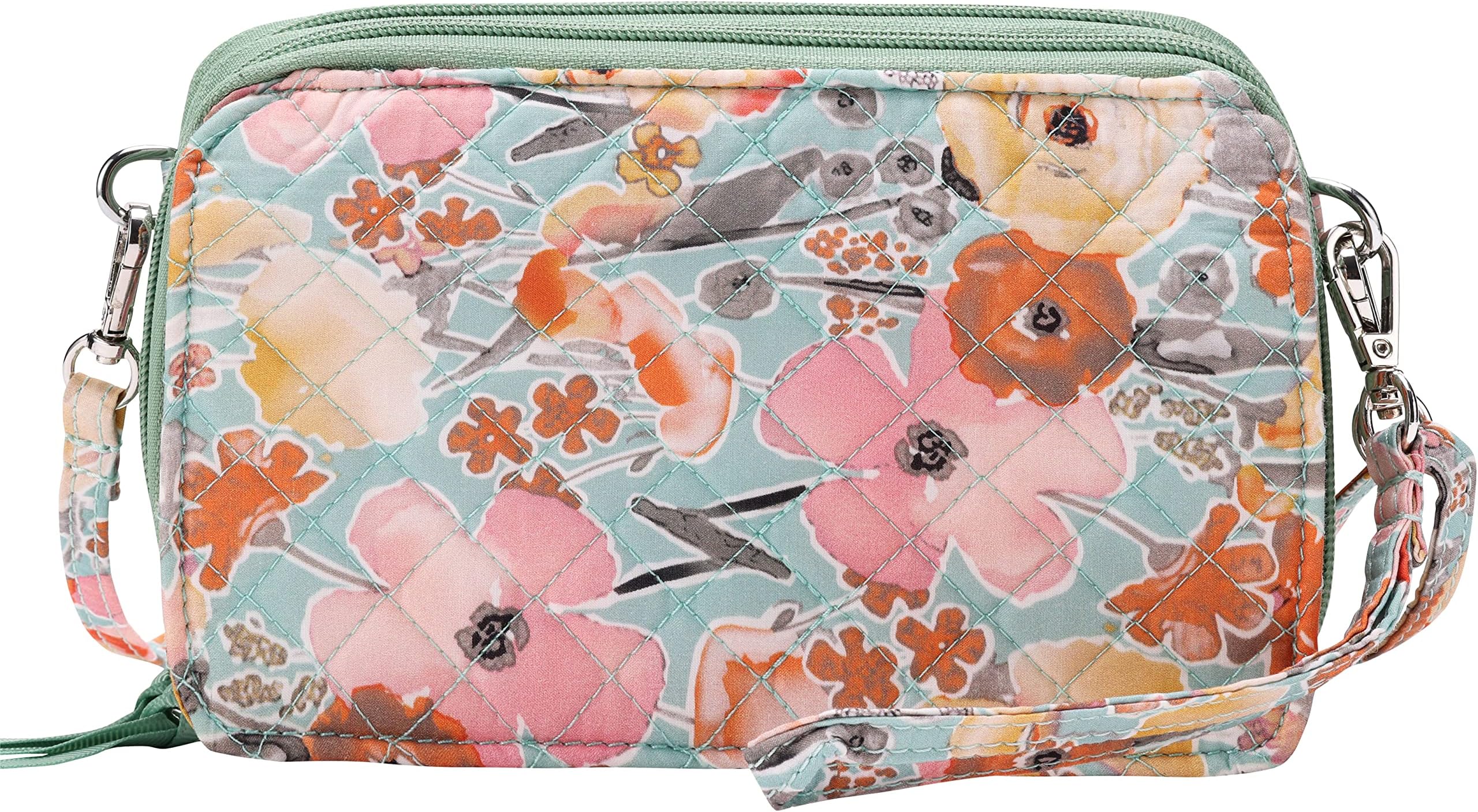 Brentano Cotton quilted double-zipper crossbody wallet purse and clutch