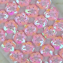 3D Sequin Bead Flowers Patches,Applique DIY, Pink, 0.78"/2cm, 50 Pcs/Set