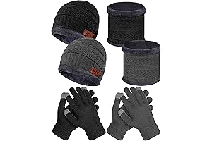 6 Pieces Boys Winter Hat and Glove Set