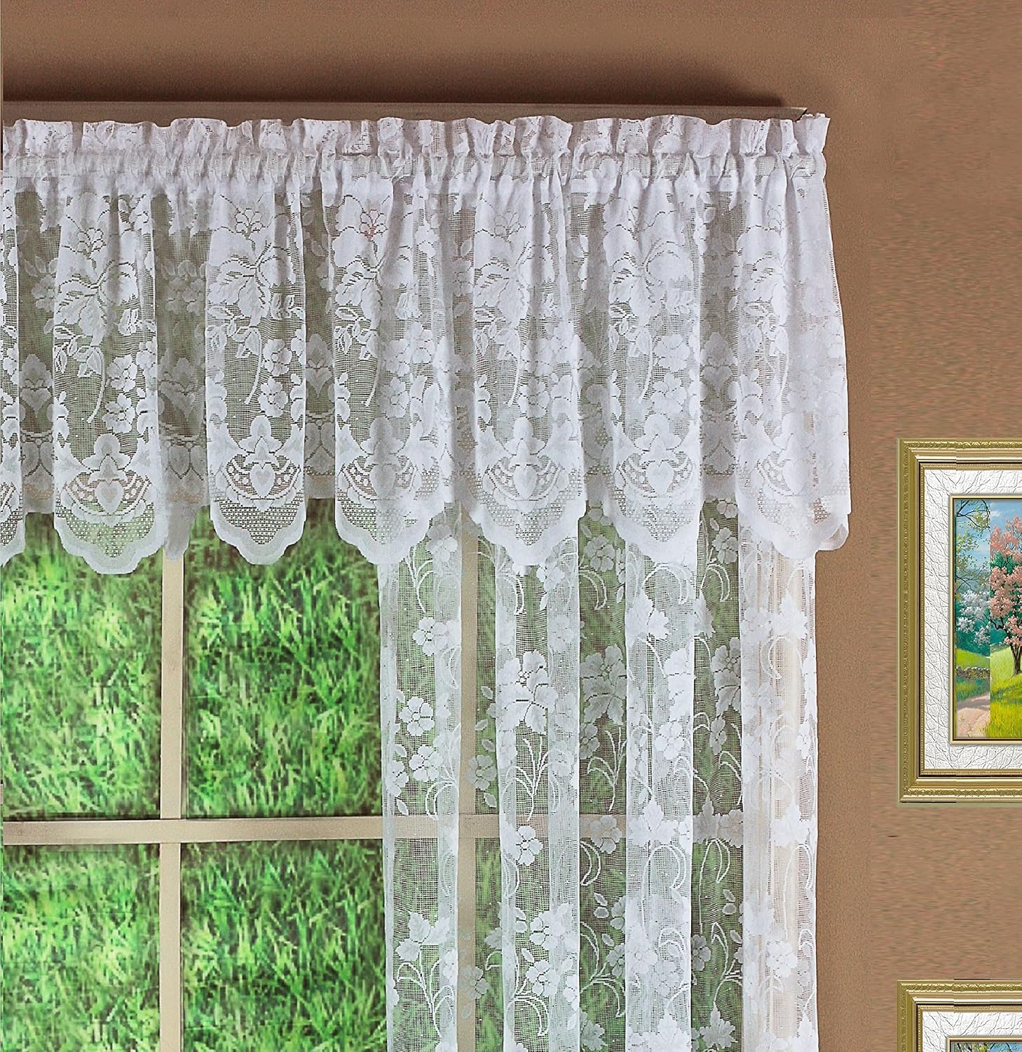 Today's Curtain Floral Vine Lace Panel 63", White, 60W x 63L