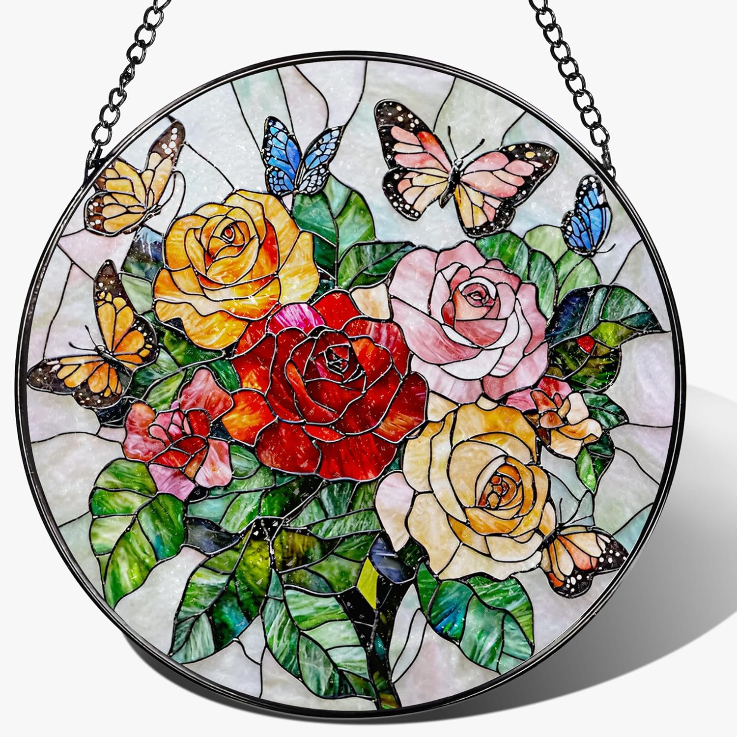 Cardinal Stained Glass Window Hanging, 8 Inch Sun Catchers Indoor Window, Suncatchers for Windows Hanging, Home Decor and Memorial Gift, Sympathy Gift, Cardinal Gifts, in Memory of Loved One Gifts