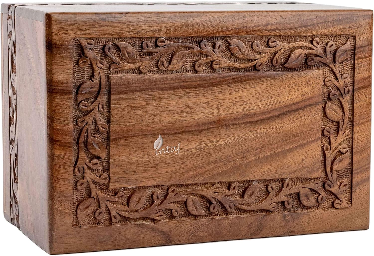 INTAJ INC Handmade Tree of Life Rosewood Cremation Urn for Human Ashes Adult - Large Keepsake Urn for Ashes,Dark Brown Wooden Funeral Urn Box Engraved (X-Large - 340 Cu/in, Tree of Life)