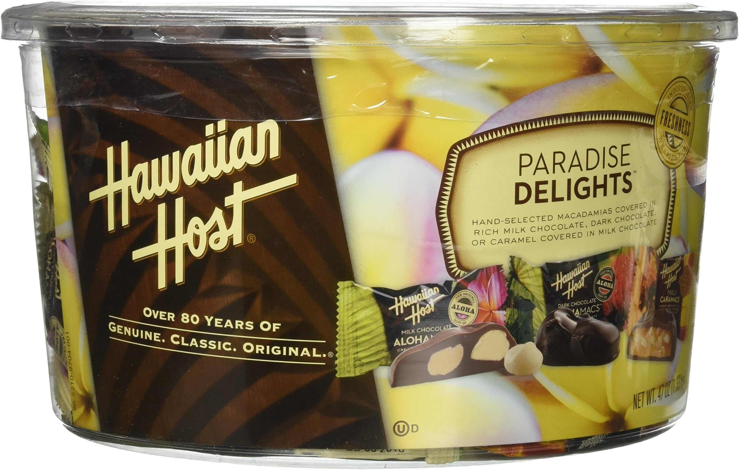 Paradise Delights Chocolate Covered Macadamia Nut Variety Pack 47 oz (Maui Caramacs, Dark Chocolate Aloha Macs, Milk Chocolate Aloha Macs)