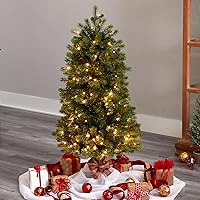 Vista 7 de Árbol de Navidad artificial de abeto de montaña de Colorado delgado de 4 pies con 150 multifunción con control remoto), micro luces LED blancas