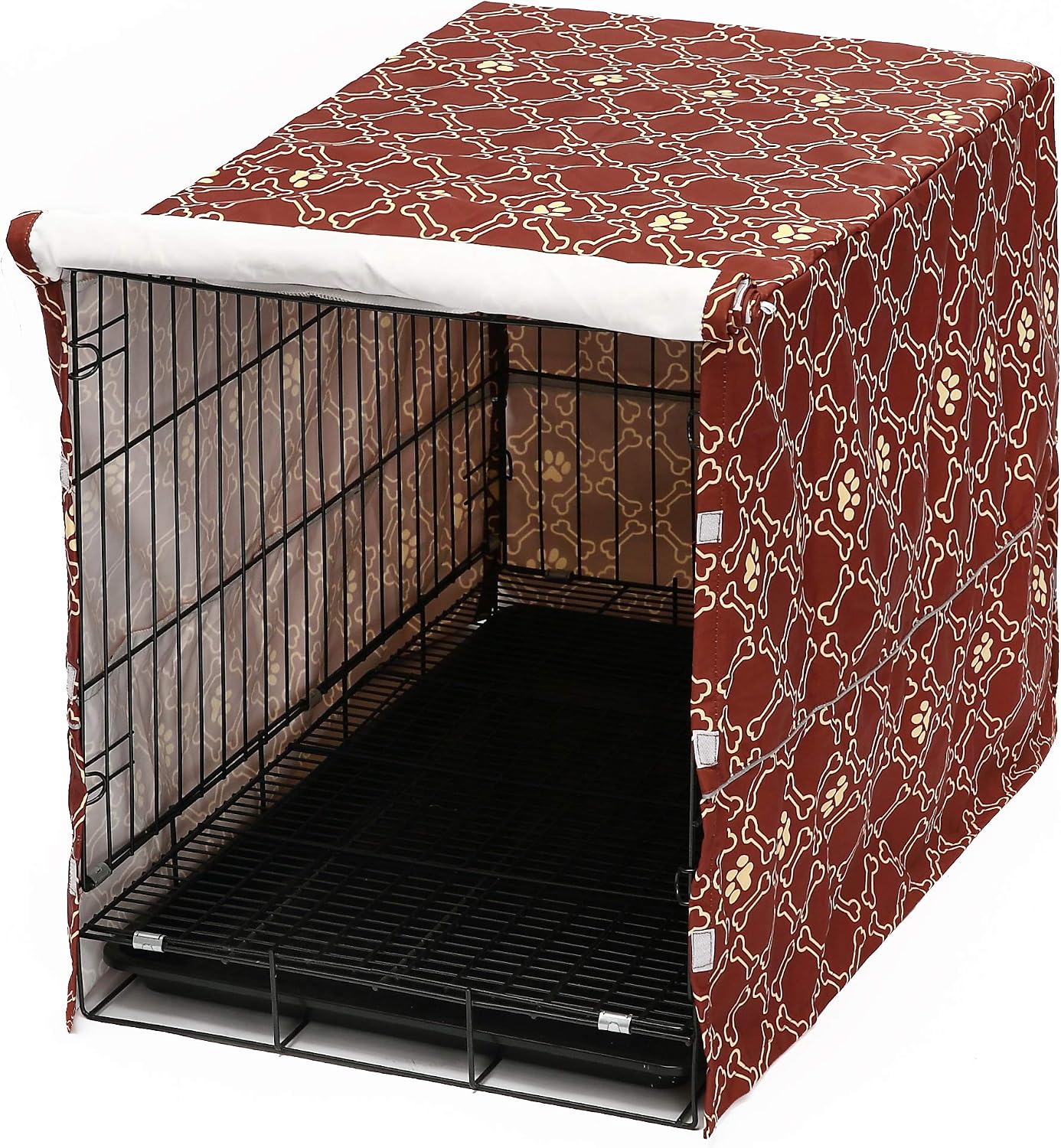 Dog Crate Cover for Wire Crates, Fits Most 30 inch Dog Crates. Easy to Put On, Take Off, and Adjust - Cover only - Gold -30 Inch