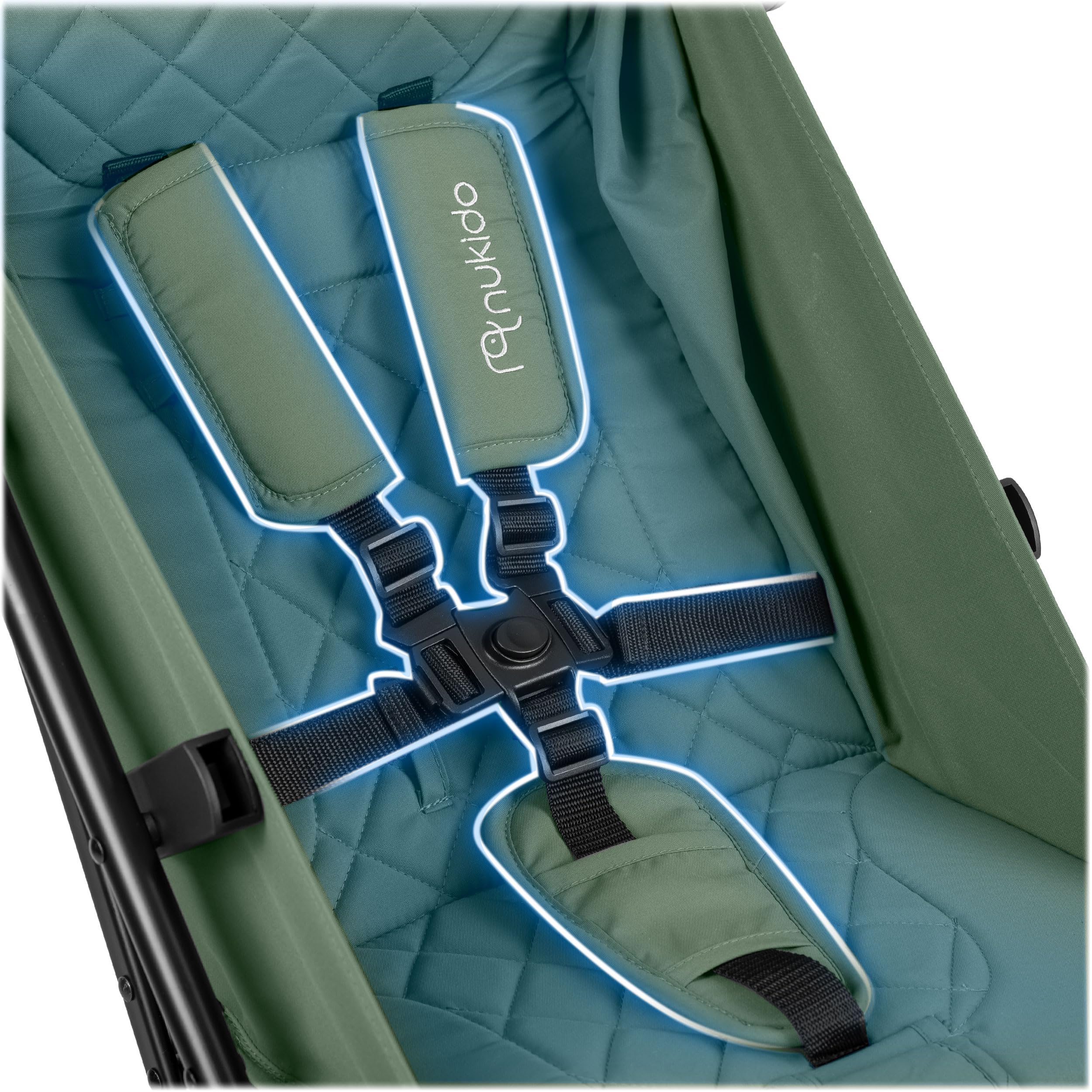 Nukido Poussette Canne Pour Bébé 0-36 Mois 0-15 kg Pliage Automatique En 2 Secondes Roues Avant À 360° Amorties Grandes Roues Arrière Tout-Terrain Vert Paseo