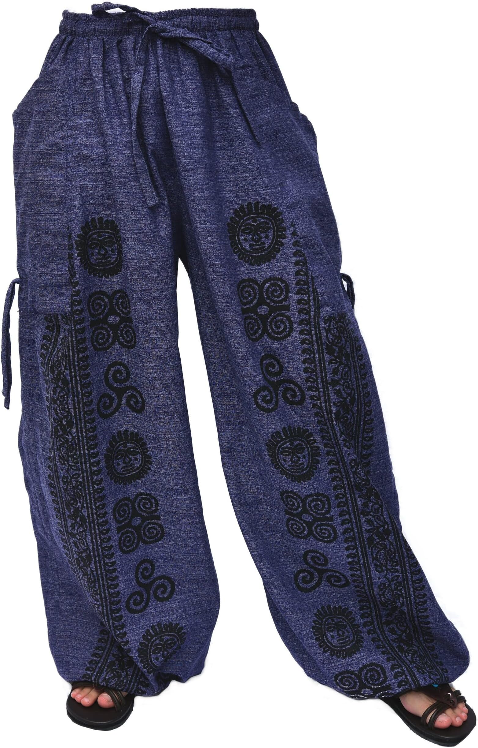 Casual Yoga Harem Pants Men Women Baggy Lounge Trousers, 2 Pockets Adjustable Length