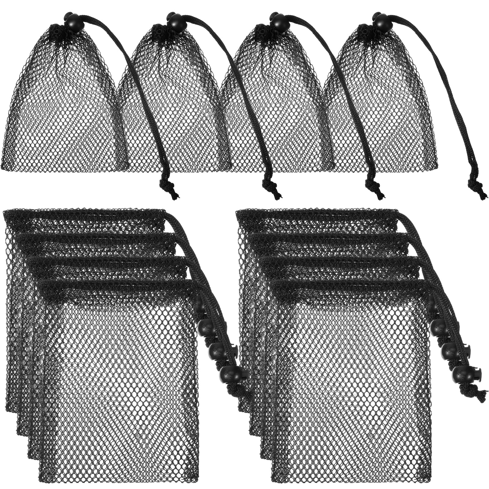 Nogeqi 10 pcs Small Mesh Bags Drawstring, Black Mesh Bags Drawstring, 4" X 5.7"Mini Nylon Net Bag with Cord Lock for Travel Laundry Stuff Organizing Storage Bag