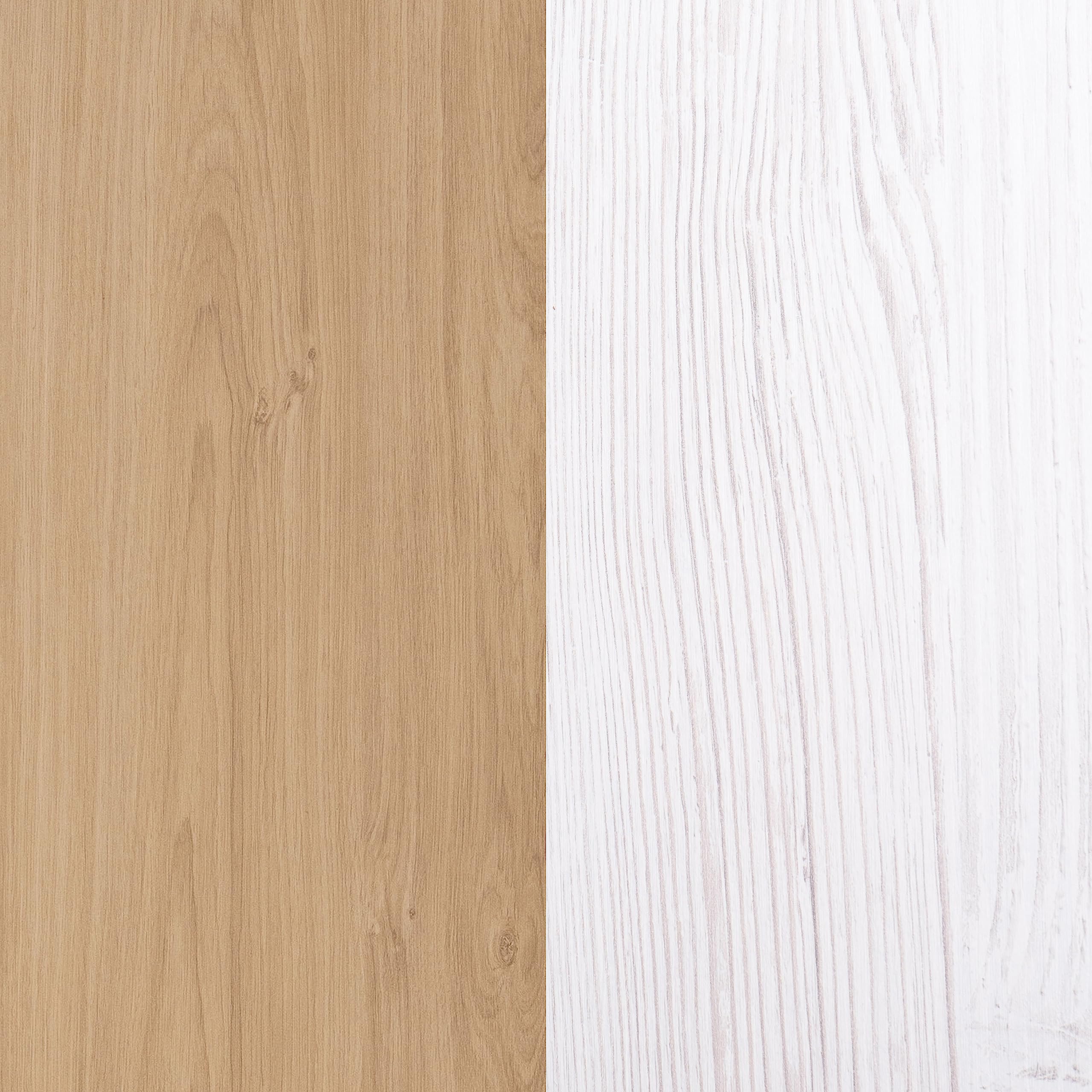 duehome | Recibidor con Cajon y Espejo, Mueble de Entrada, Mueble Auxiliar, Acabado en Tofe y Andersen, Modelo Aros, Medidas: 91,5 cm (Largo) x 27,9 cm (Fondo) x 85 cm (Alto)