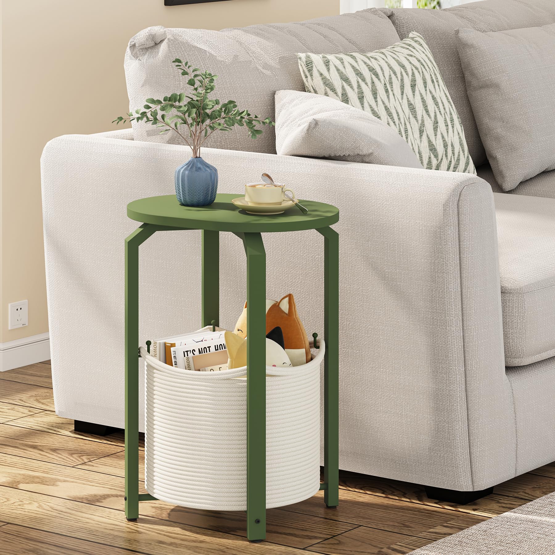 Amazon.com: TUTOTAK Oval End Table with Woven Storage Basket