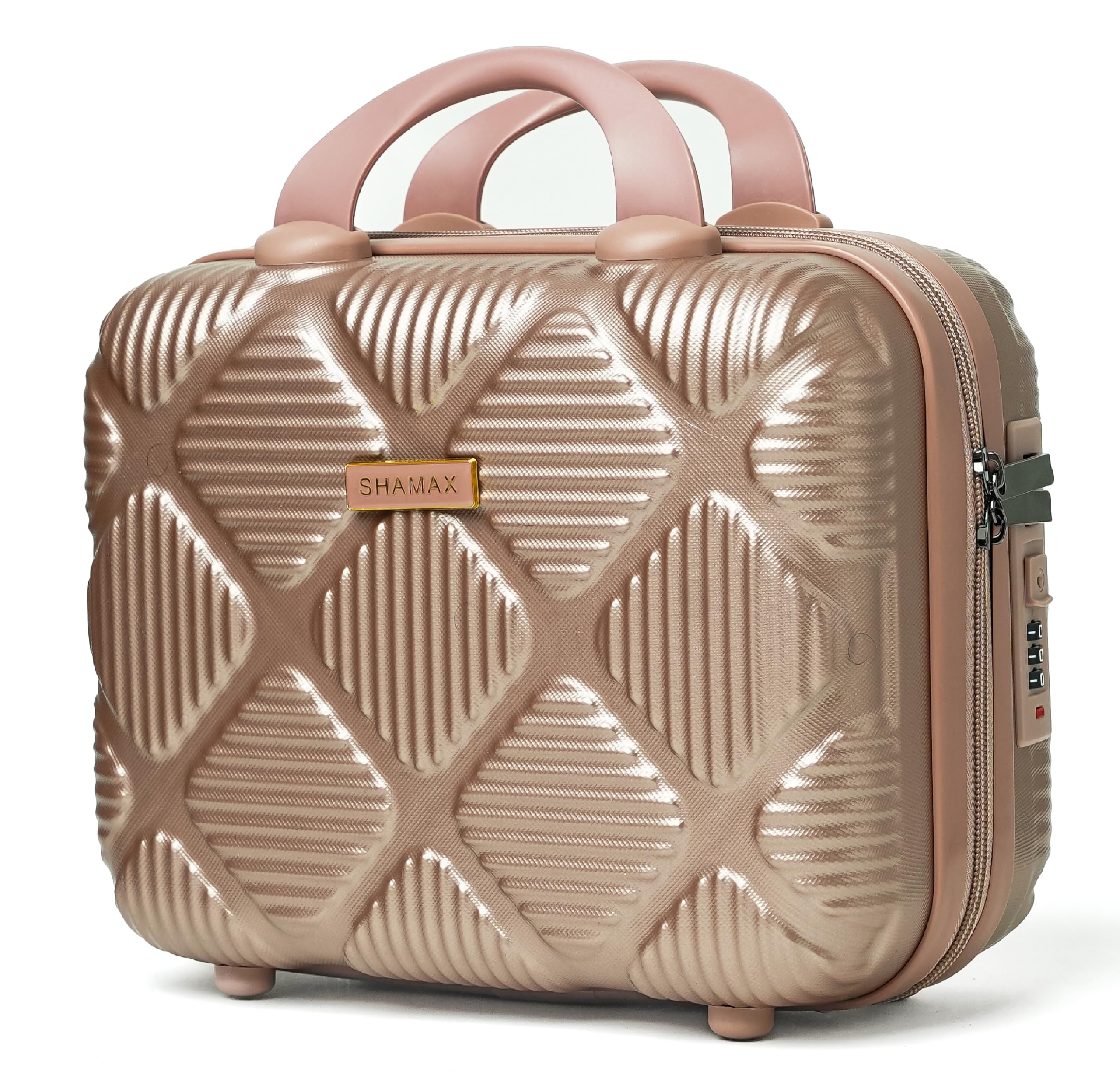 Hard Shell Cosmetic Travel Bag Makeup Storage Box for Women Bridal, Makeup Organizer Vanity Case - Beauty Makeup Bag - Cosmetic Box Portable Wedding Gift Mini Luggage (Waterproof) Rose Gold-image-13