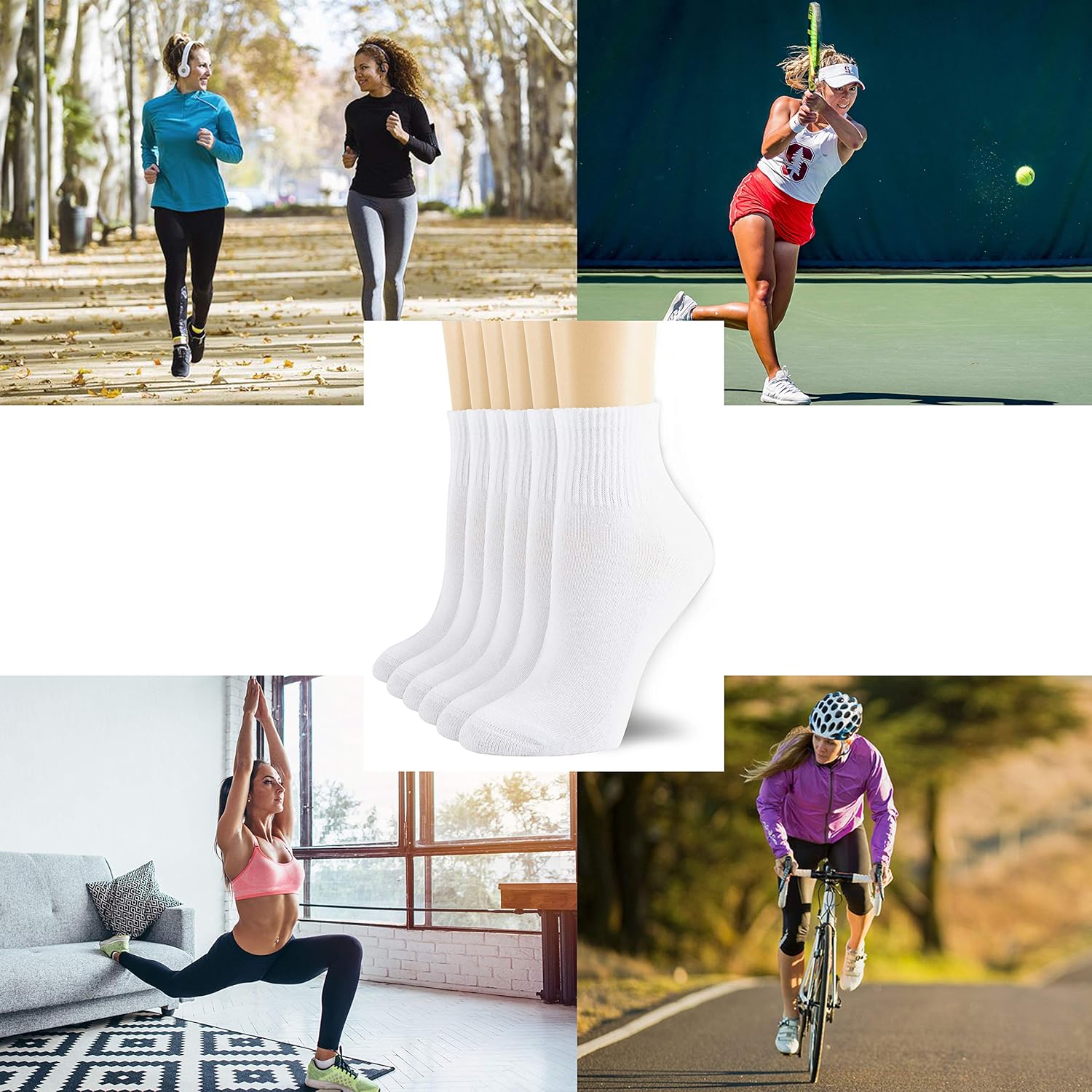 NevEND 6 Pairs Women's Mini Crew/Ankle Cotton Athletic Socks with Thick Cushioned 9-11 - Image 8