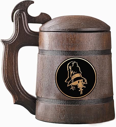 ffxiv Taza de mago de madera. Regalo para jugadores. Jarro de cerveza con tapa. Taza de cerveza de madera personalizada. Regalo personalizado para