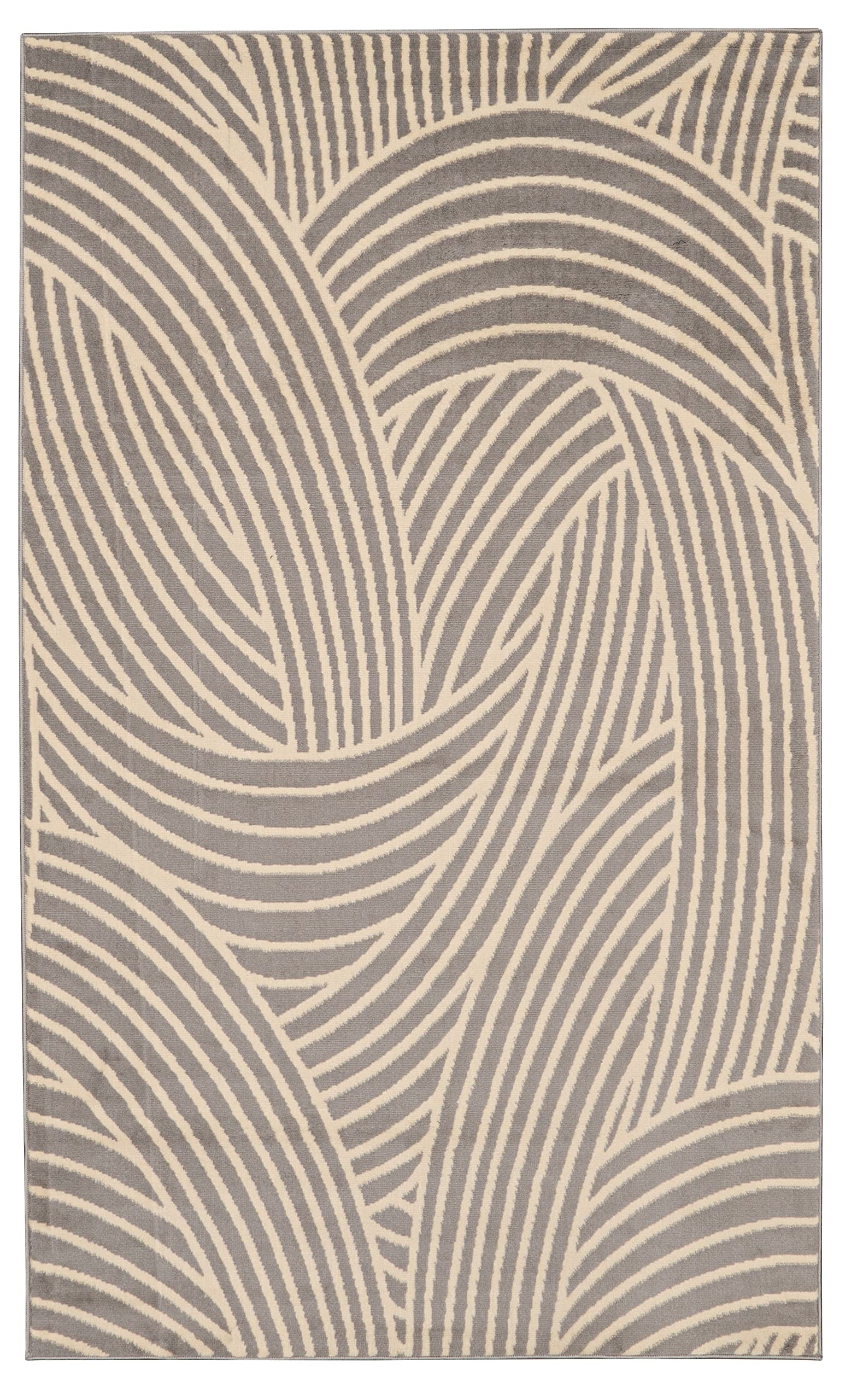 Linon Home Decor Products Leona Apella Light Grey and Bone 65 X 93 Area Rug