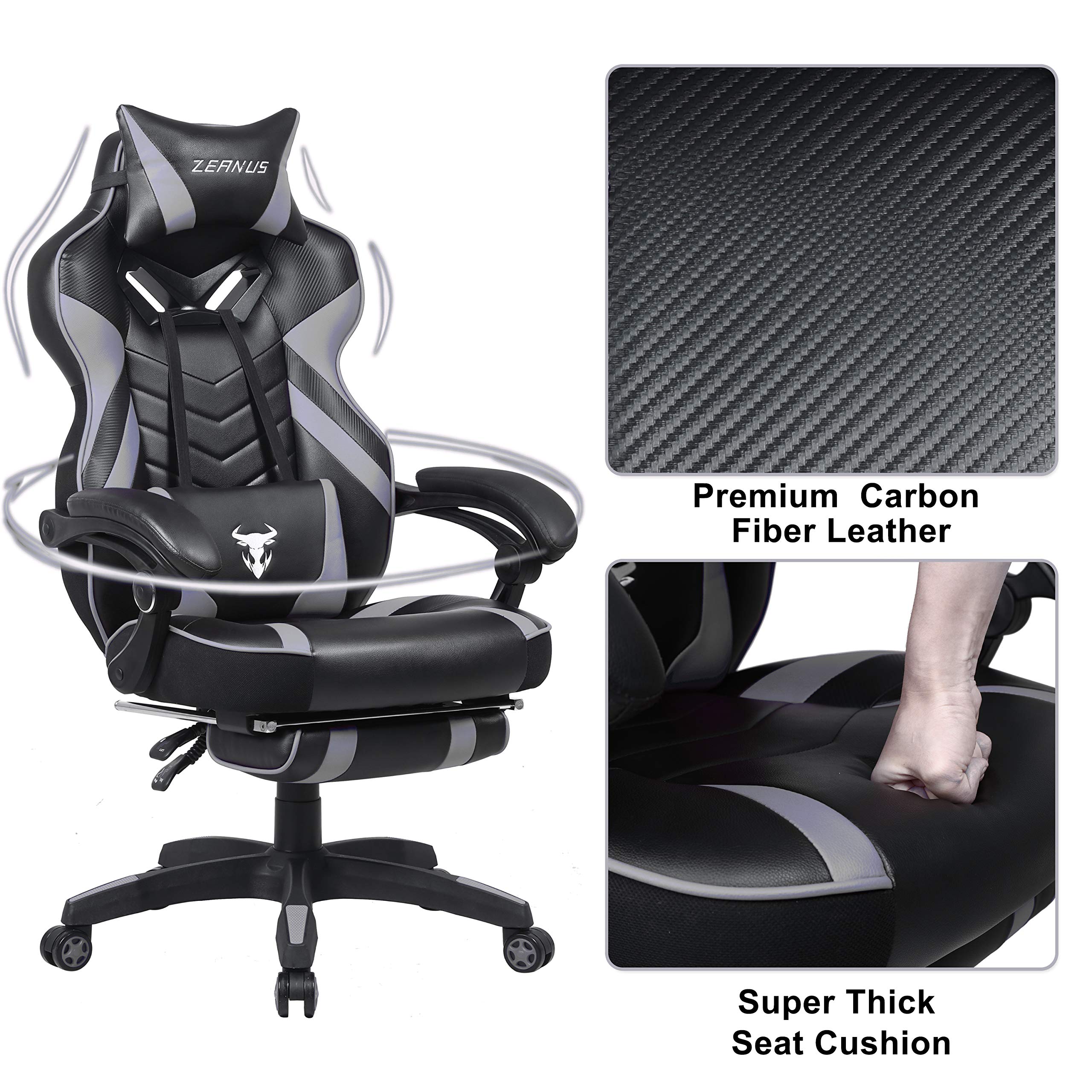 Gaming Chair for Adults, Computer Gaming Chair with Footrest, High Back