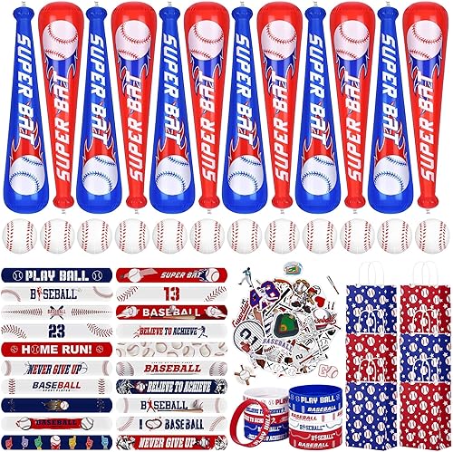 Miniatura 1 de durony Juego de 122 piezas de recuerdos de fiesta de béisbol, minibolas de espuma para el estrés, pulseras de silicona, calcomanías de tatuaje,