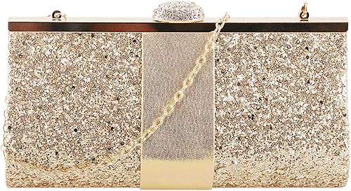 Miniatura 8 de Naimo Bolso de noche con lentejuelas y diamantes de imitación para mujer, elegante bolso de mano con purpurina