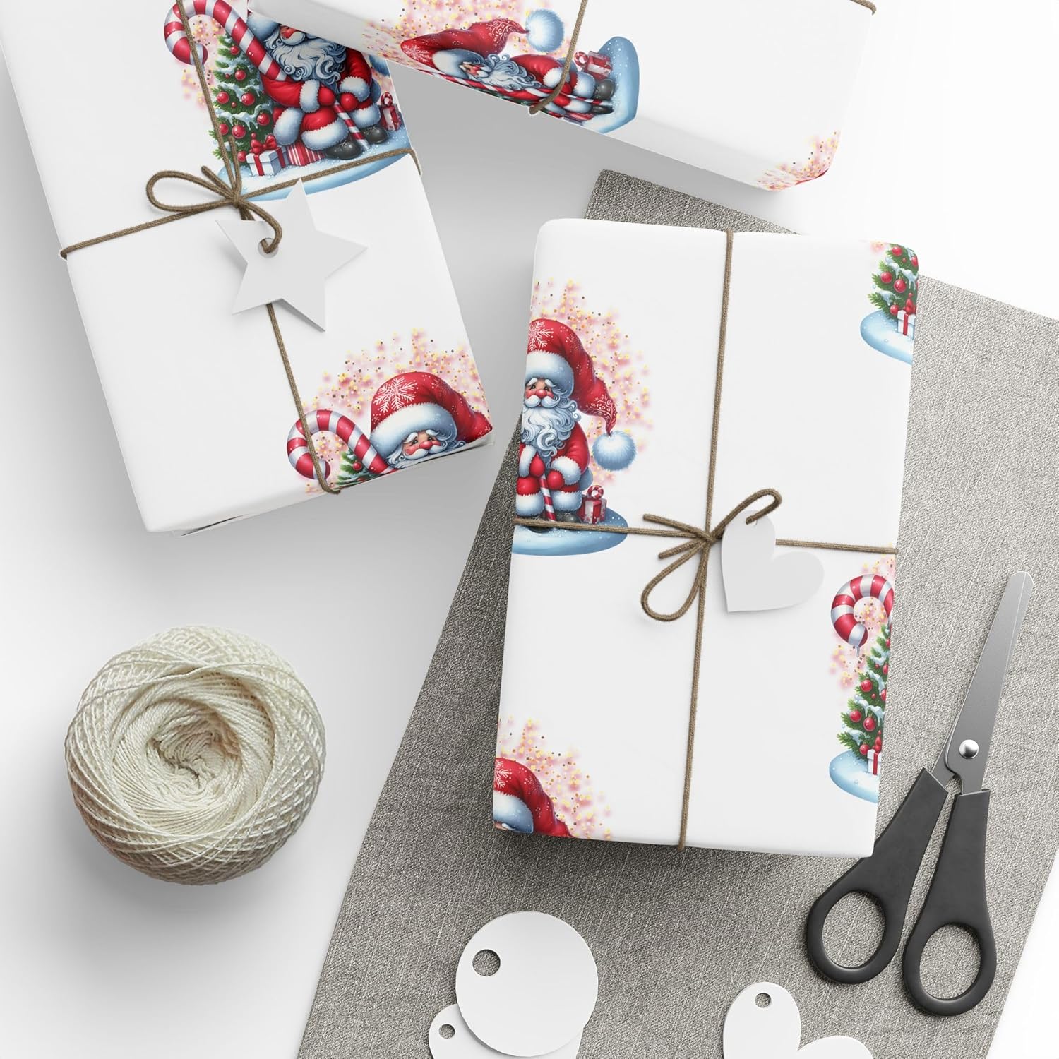 Christmas Santa Claus Candy Cane Gift Wrapping Papers