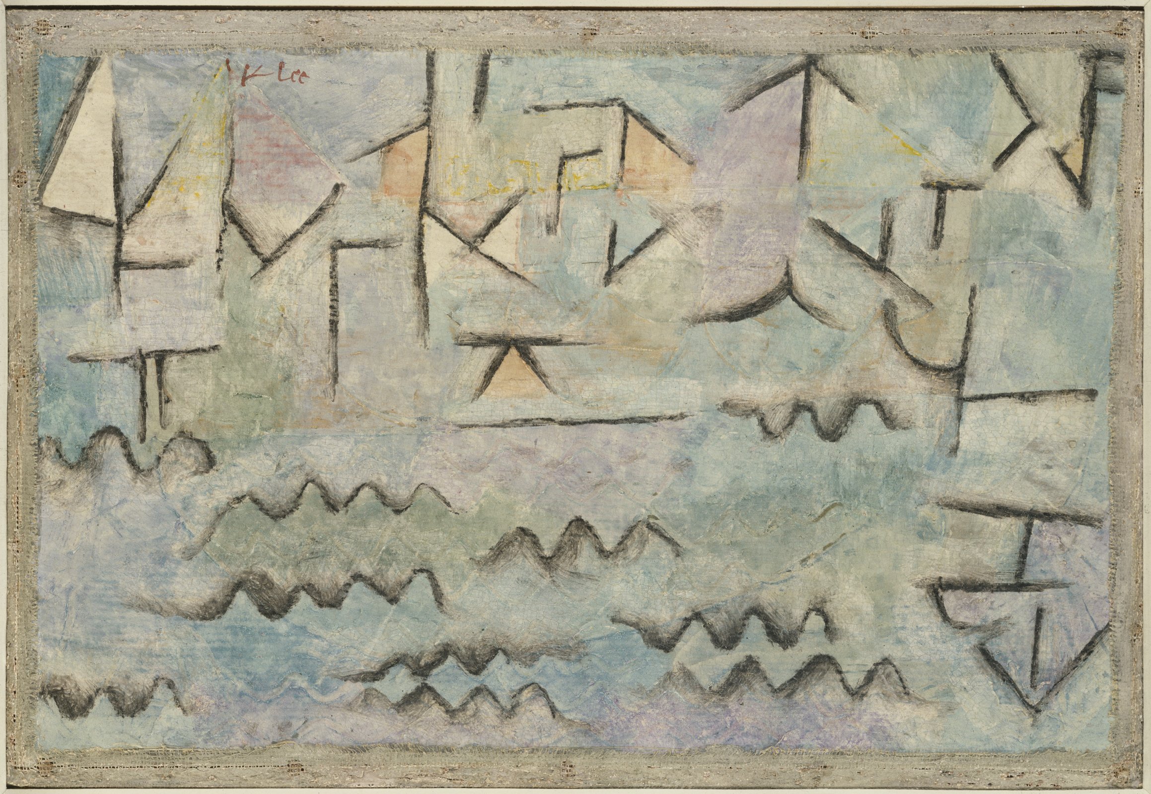Paul Klee The Rhine at Duisburg grand tableau contemporain encadré noir mat décoration murale