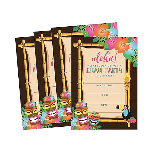 Hadley Designs 50 Aloha Luau Party Invitations, Tropical Hawaiian Birthday