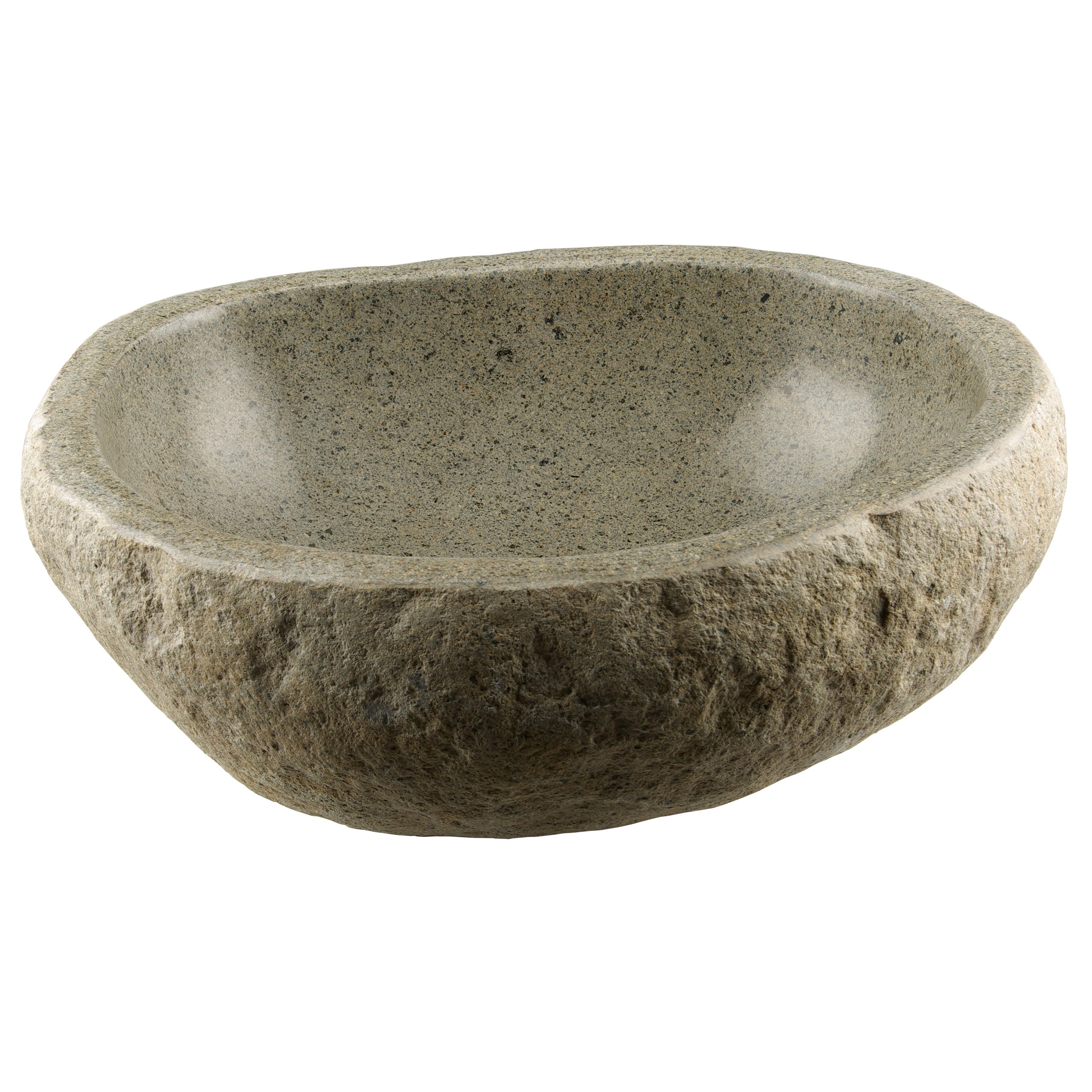 Naturstein Hand-Waschbecken Aufsatzwaschbecken Vulkanstein Andesit Findling grau 50 x (10-12) x 50 cm, Gewicht: 25-30 kg
