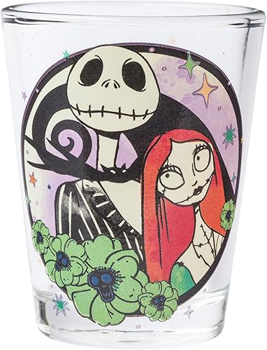 Miniatura 4 de Silver Buffalo Disney Pesadilla antes de Navidad con Jack Skellington, Sally y Zero, juego de 4 vasos de vidrio mini, 44 ml