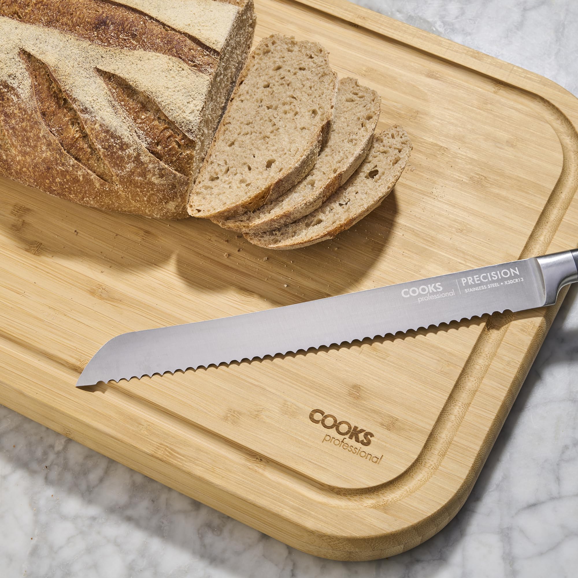 Cooks Professional Tagliere reversibile in bambù con scanalatura per succhi, lato liscio e ruvido, tagliere in legno antibatterico non poroso su entrambi i lati, 40 x 30 cm
