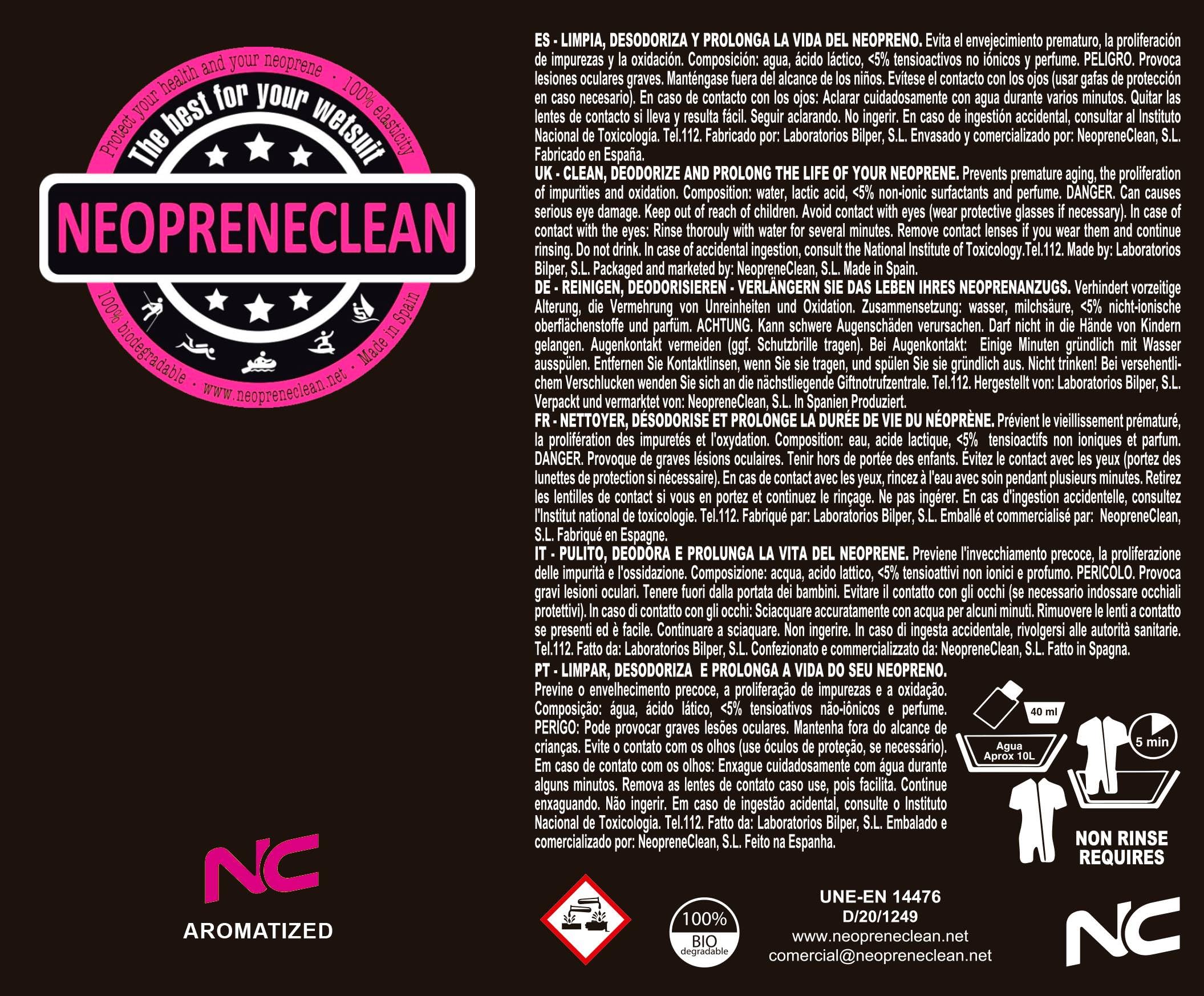 Neopreneclean. Jabón para limpiar neoprenos. Sin aclarado.100% biodegradable. Producto recomendado por la fesurfing. (5 l, Sandía)