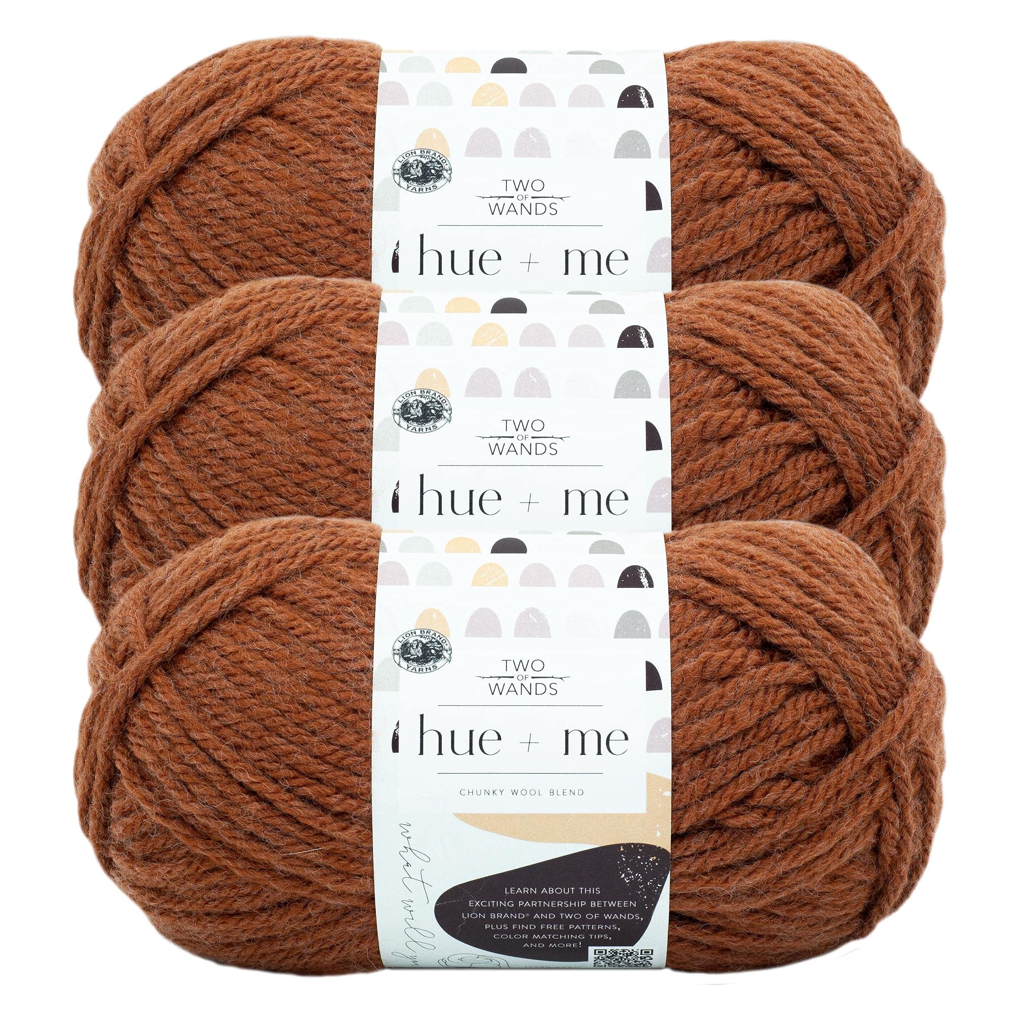 Lion Brand Yarn, Hue + Me Chunky Yarn for Crocheting, Knitting, and Crafts, Saffron, 3 Pack