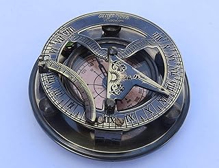 NauticalMart Steampunk for Solid Brass Sundial Compass with Wooden Box