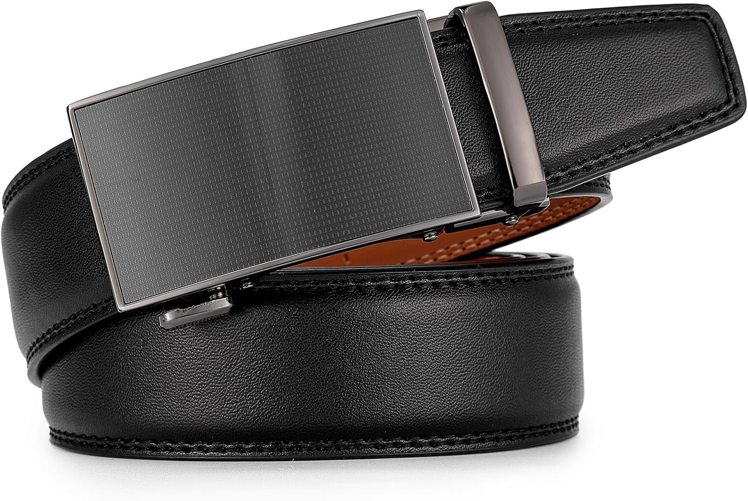 Lingli Men's Belt,Ratchet Dress Belt with Automatic Buckle Brown/Black-Trim to Fit-35mm wide - Image 2
