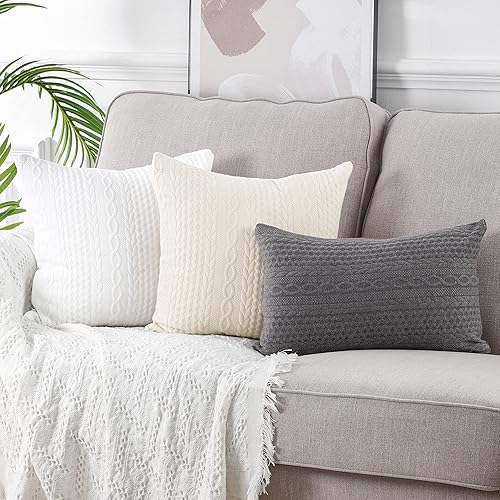 Miniatura 6 de Yaertun Paquete de 2 fundas de almohada decorativas súper suaves, fundas de almohada cuadradas para sofá, dormitorio, automóvil, diseño moderno en