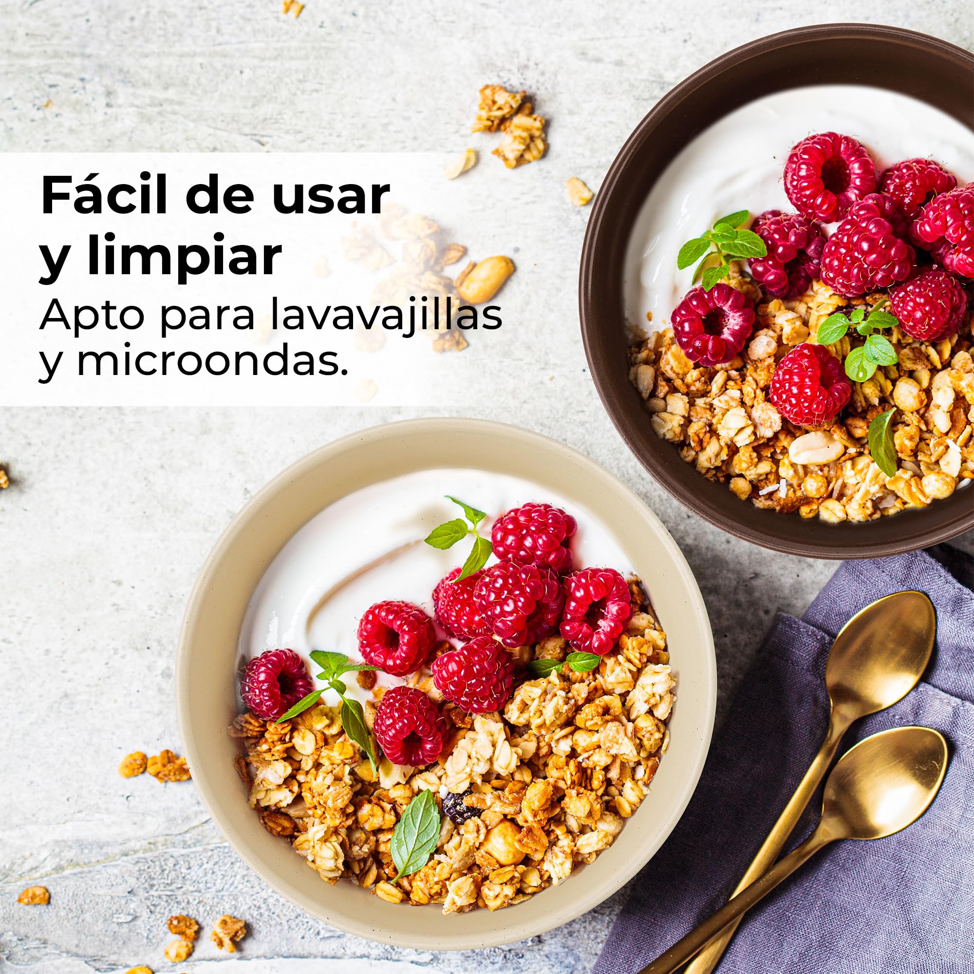 MIAMIO - Set de 4 Cuencos de Cerámica de 820 ml para Sopa/Ensalada, Avena, Fruta, Arroz - Aptos para Lavavajillas y Microondas - Colección Aura (Acogedor Neutro, Cuencos (4x))