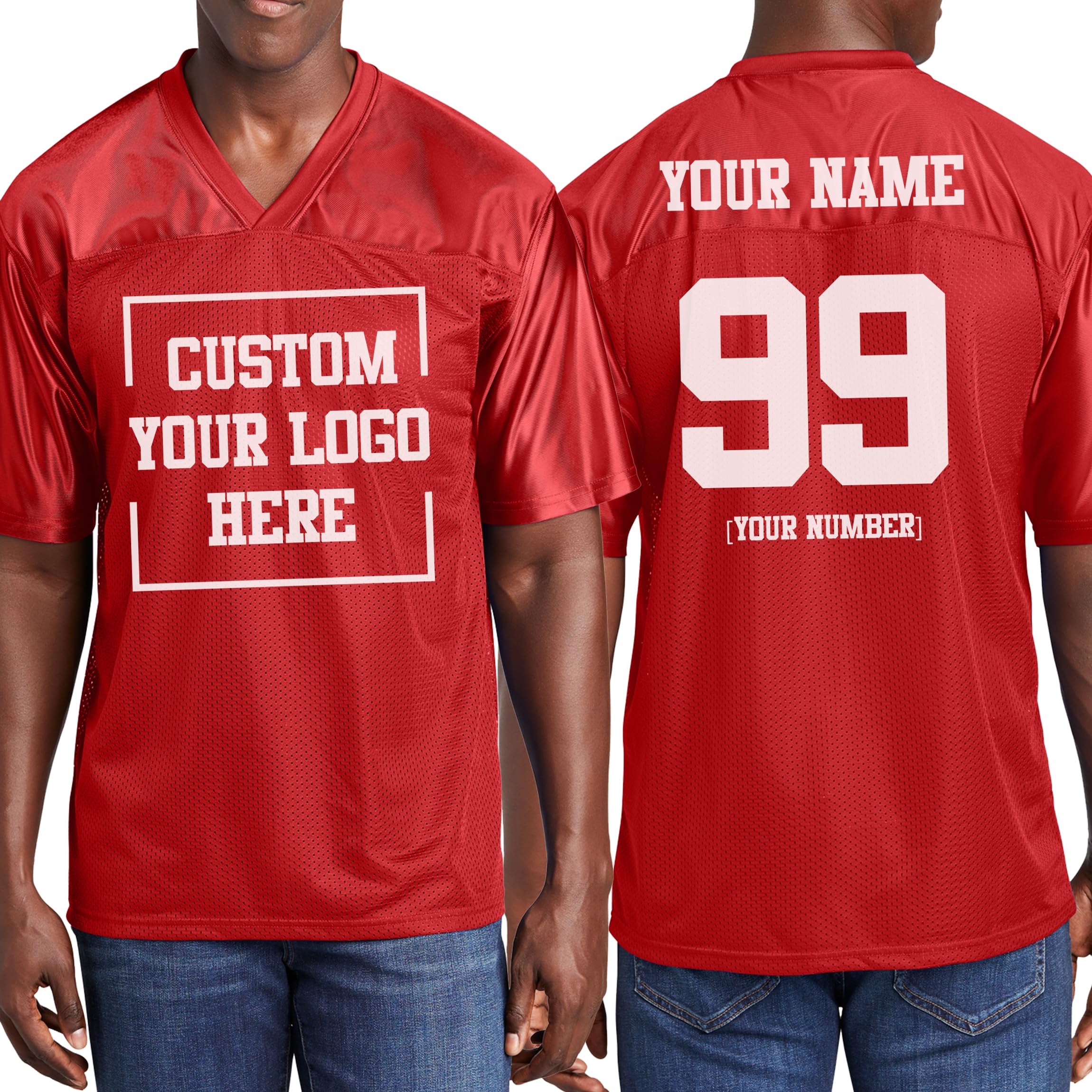 Custom Replica Football Jersey with Your Custom Name/Number Adult Sports Tee True Red
