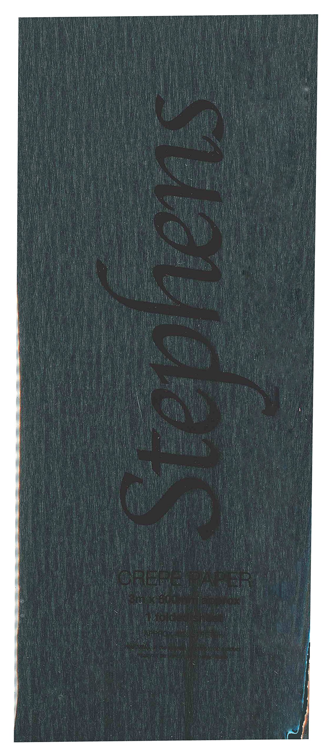 Stephens Crepe Paper - Black, 40% Stretch, 3m x 0.5m Sheet, Ideal For Gift Wrapping, Collages, Paper Chains, Stained Glass Windows
