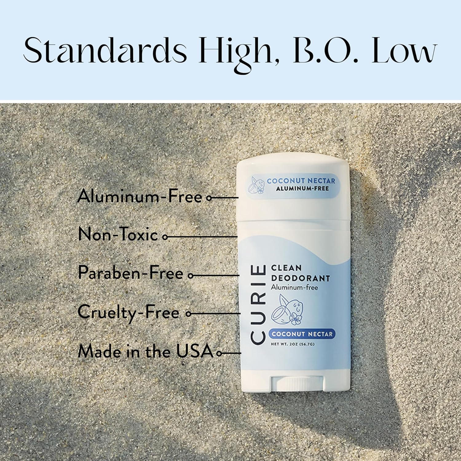 Curie Natural Deodorant for Women - Coconut Nectar - Aluminum Free, Clean, Sustainable, Vegan, Paraben Free (3pk)