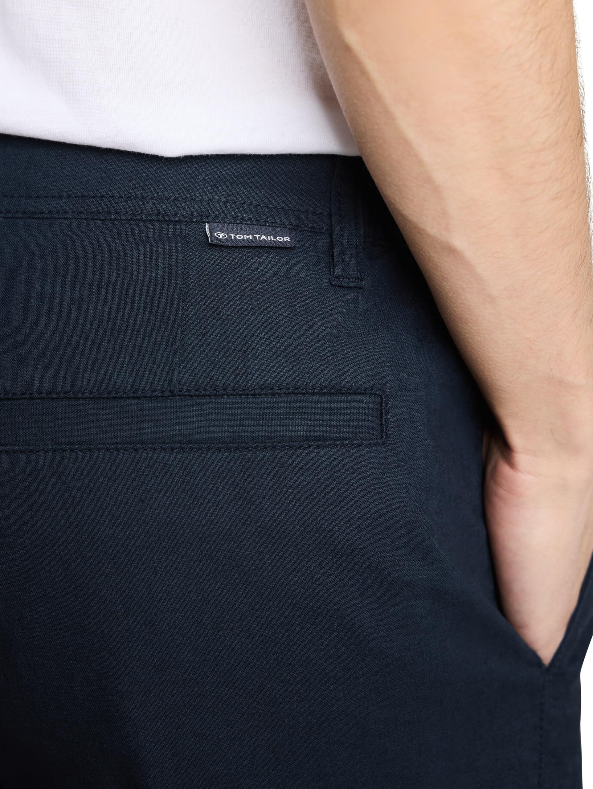 TOM TAILOR Herren TTREGULAR Chino Shorts mit Leinenanteil 1051619