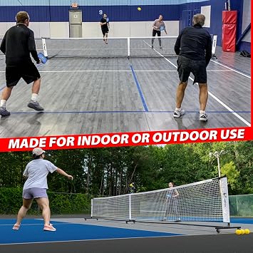 Deluxe Heavy Duty Pickleball Net with Wheels Regulation Size Portable Net System with Lockable Wheels & Wheeled Carry Case | Tournament-Ready, Fast Setup | Backyard, Driveway, Gym & Court Use