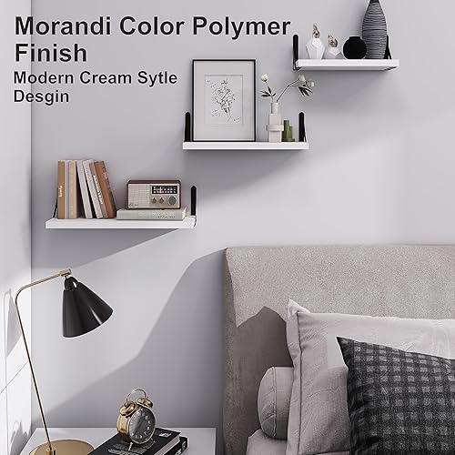 Miniatura 4 de SECTTIO Floating Shelves for Wall, Modern Morandi Color Floating Wall Shelves Set of 3, Waterproof Wall Mounted Shelf for Bedroom, Bathroom,