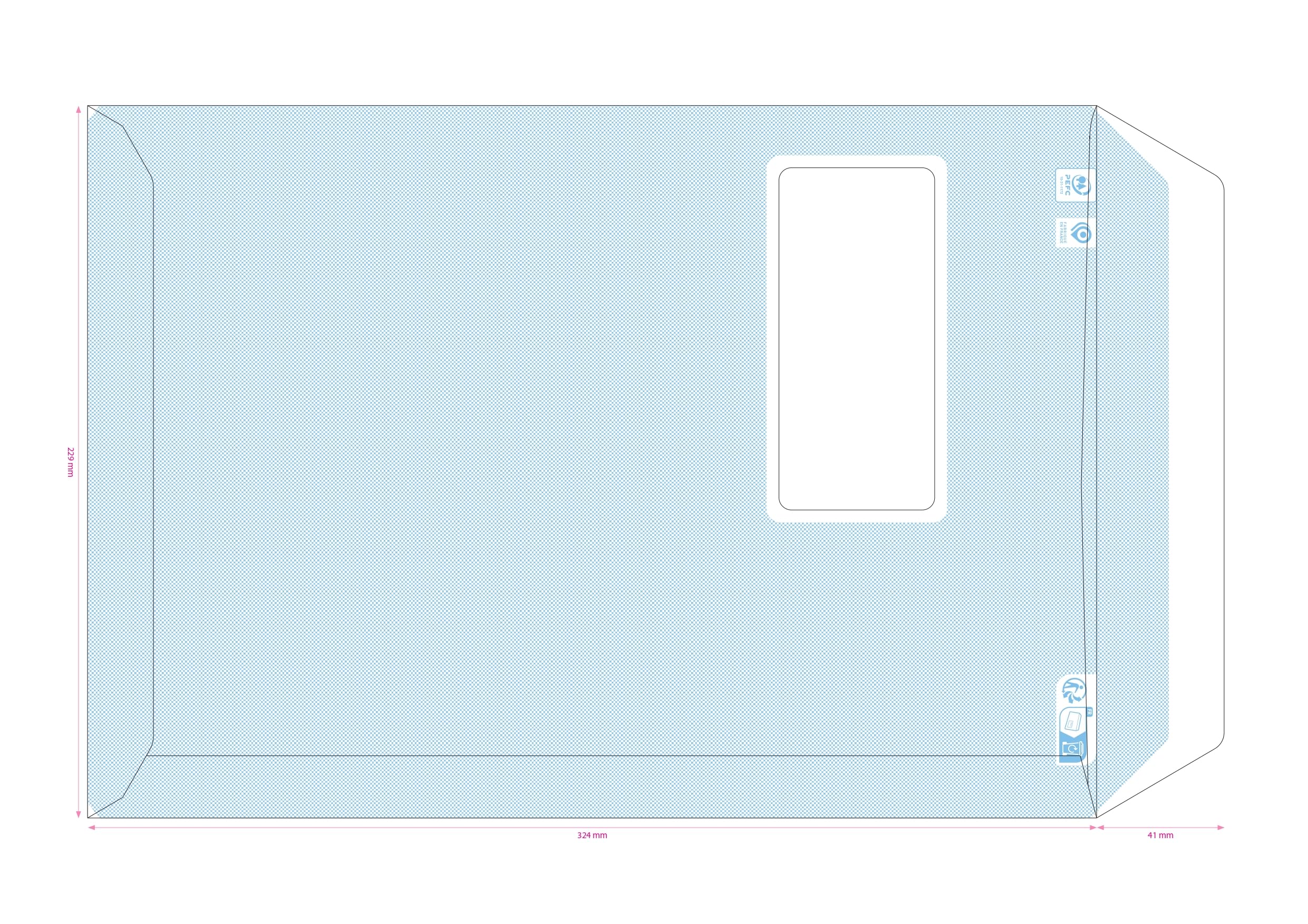 GPV 533 - Buste postali formato C4, 90 g/mq, con finestra, colore: Bianco