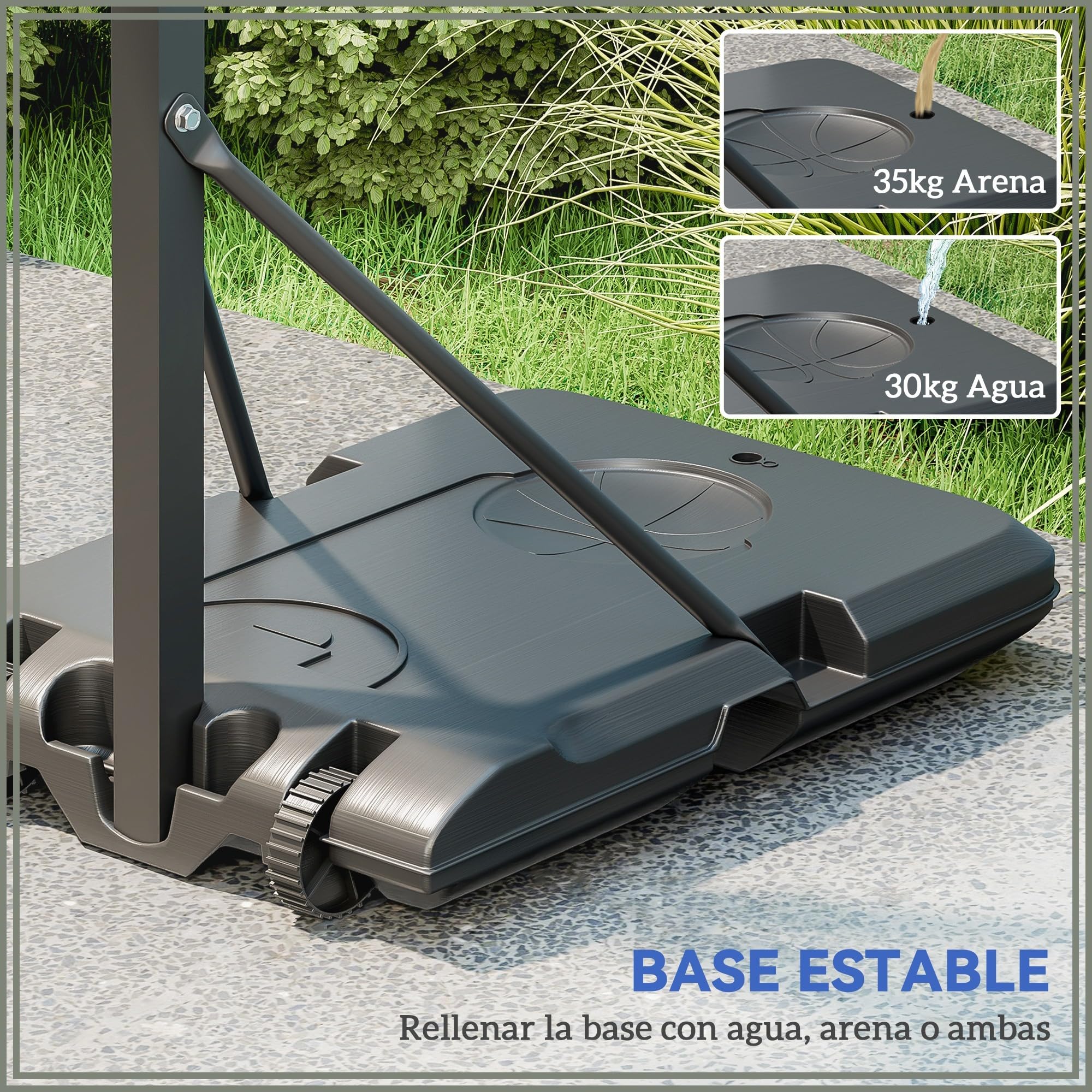 SPORTNOW Canasta de Baloncesto para Exterior Altura Ajustable 146-236 cm